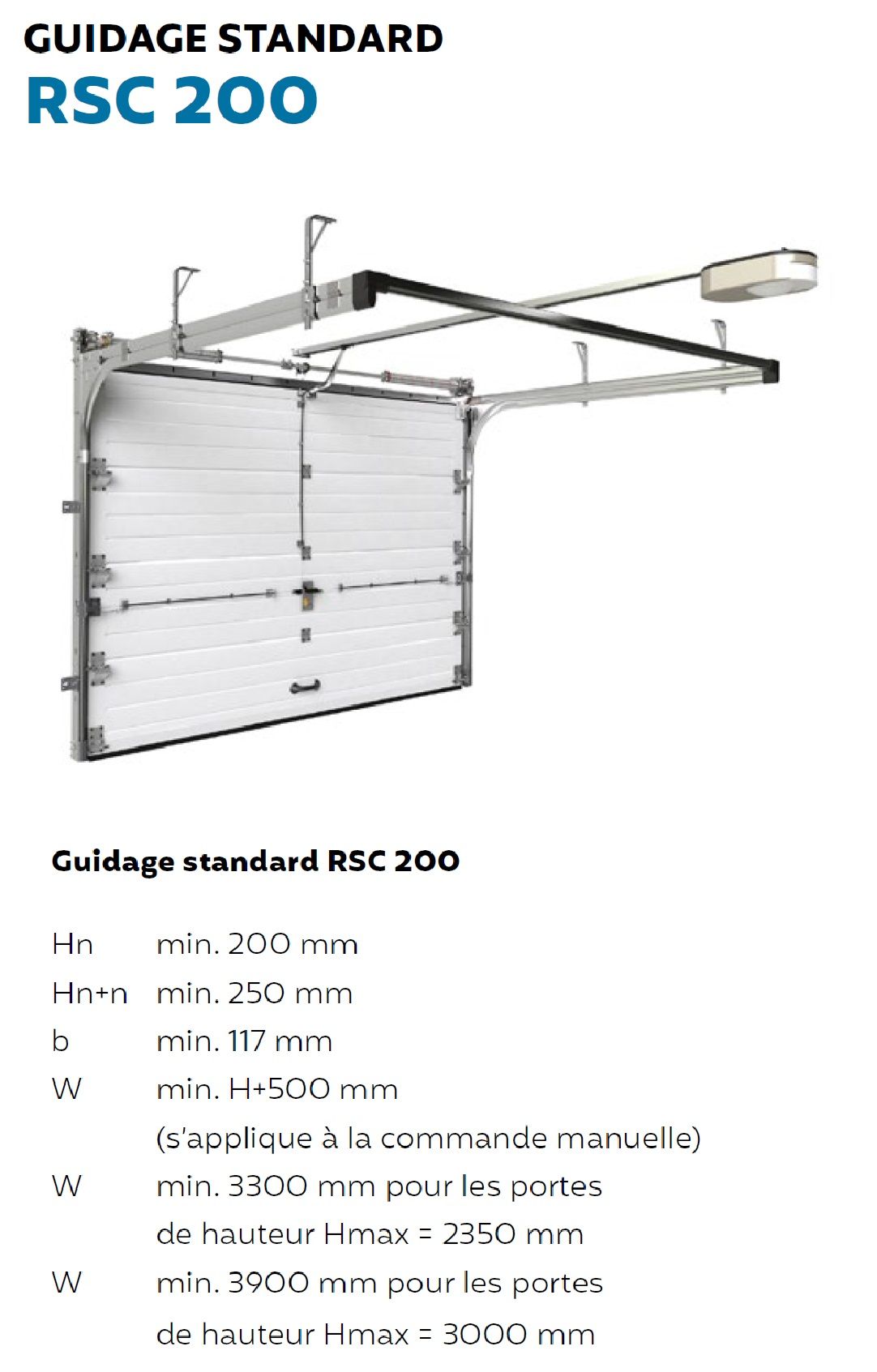 Porte de garage sectionnelle a guidage standard RSC 200