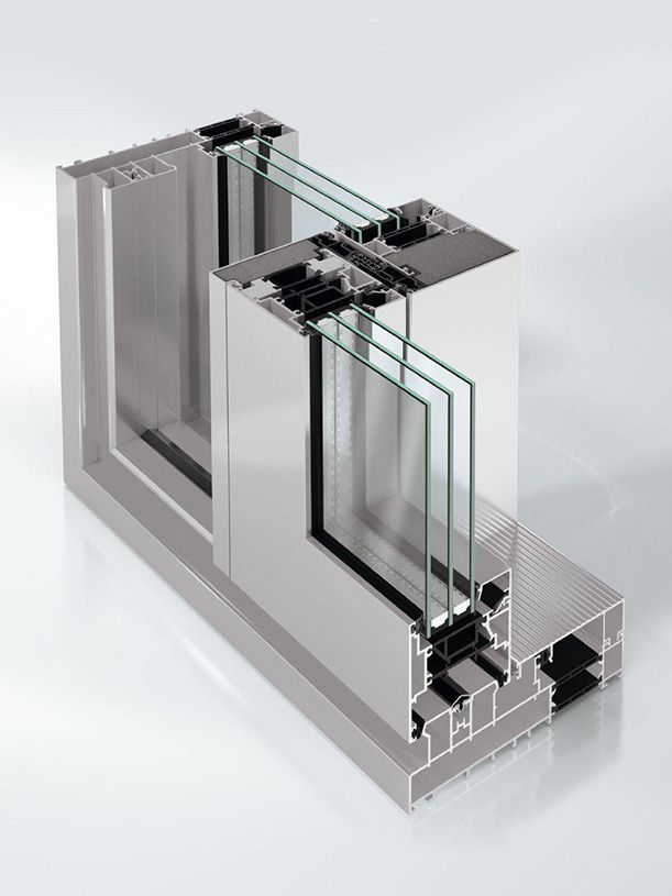 porte coulissante en aluminium Schüco ASE 80 LC monorail